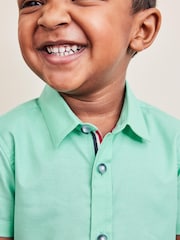 Mint Green Short Sleeve Trimmed Oxford Shirt (3mths-7yrs) - Image 3 of 7