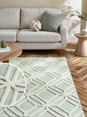 Green Lattice Geo Rug - Image 1 of 5