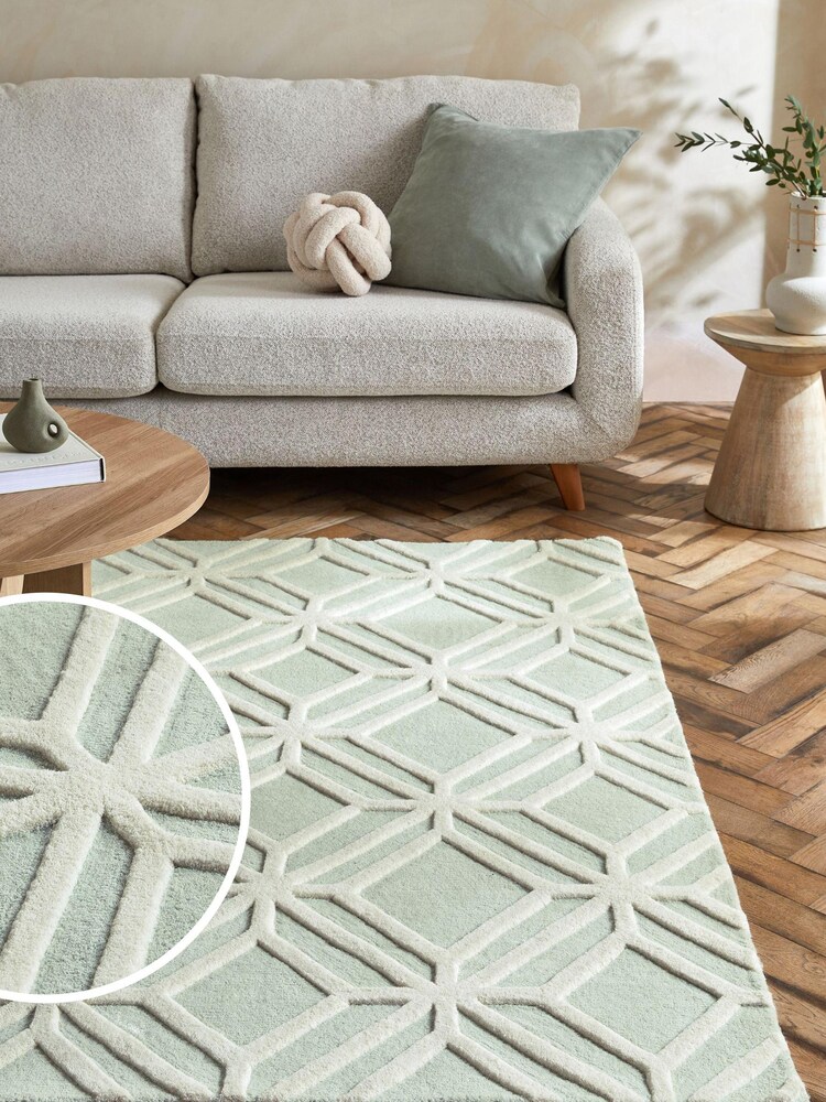 Green Lattice Geo Rug - Image 1 of 5