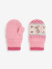 JoJo Maman Bébé Pink Mouse Fairisle Pattern Mittens - Image 4 of 4