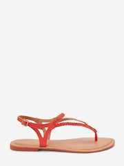 Оранжевый - Кожаные сандалии с плетеной отделкой Forever Comfort® - Изображение 2 из 5