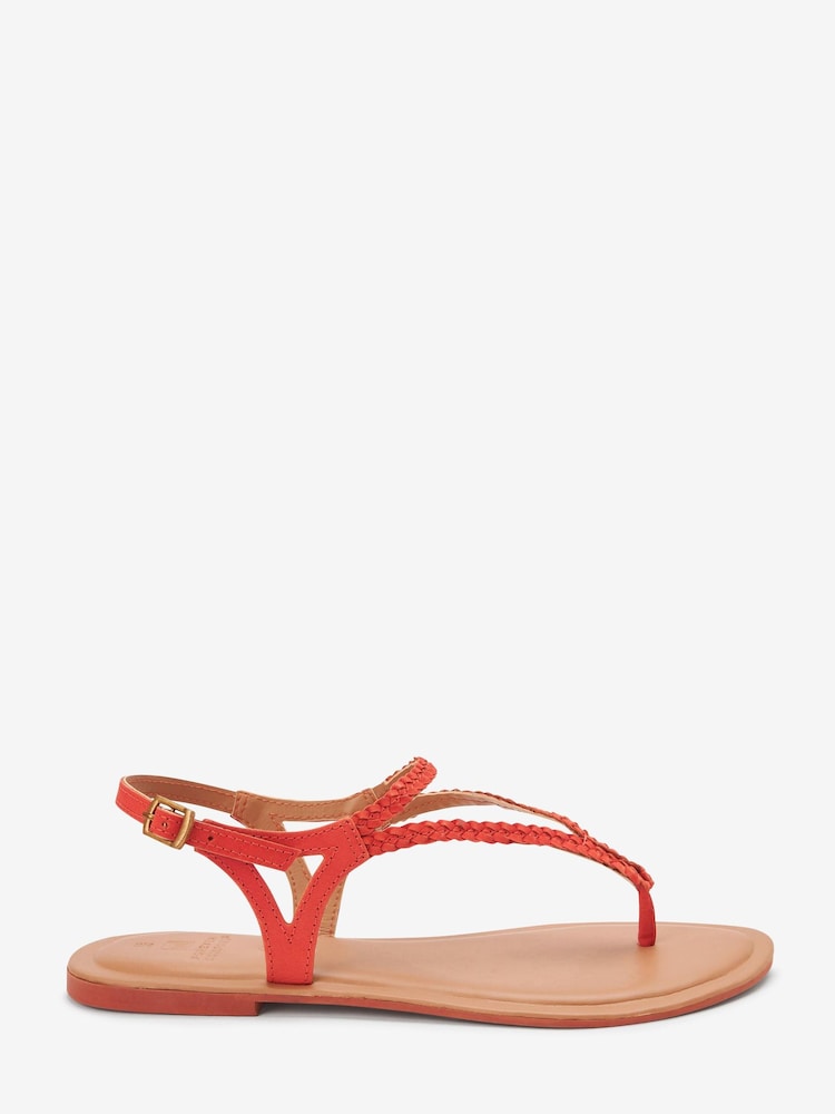 Orange - Forever Comfort® Geflochtene, flache Ledersandalen mit Zehensteg - Bild 2 von 5 Orange - Forever Comfort® Geflochtene, flache Ledersandalen mit Zehensteg - Bild 2 von 5