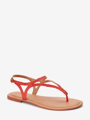 Оранжевый - Кожаные сандалии с плетеной отделкой Forever Comfort® - Изображение 3 из 5