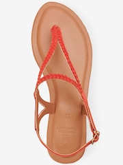 Оранжевый - Кожаные сандалии с плетеной отделкой Forever Comfort® - Изображение 4 из 5