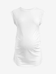 White Maternity Ruched Side T-Shirt - Image 4 of 6