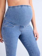 Mid Blue Maternity Denim Look Leggings - Image 6 of 7