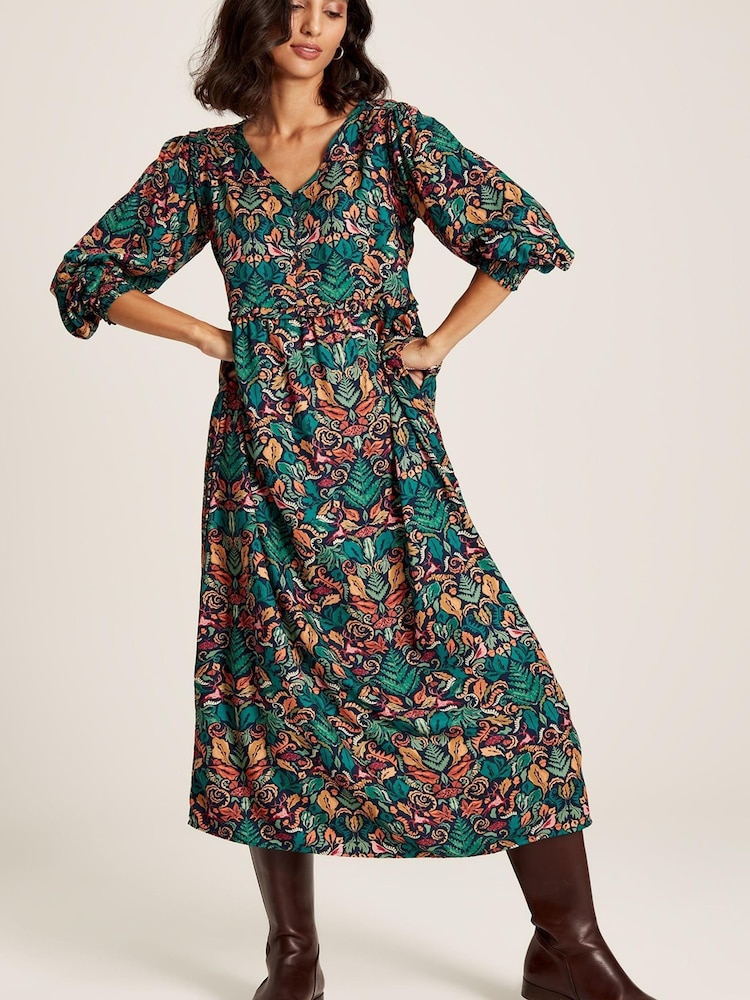 Joules Camilla Green Button Front Tiered Dress - Image 1 of 10