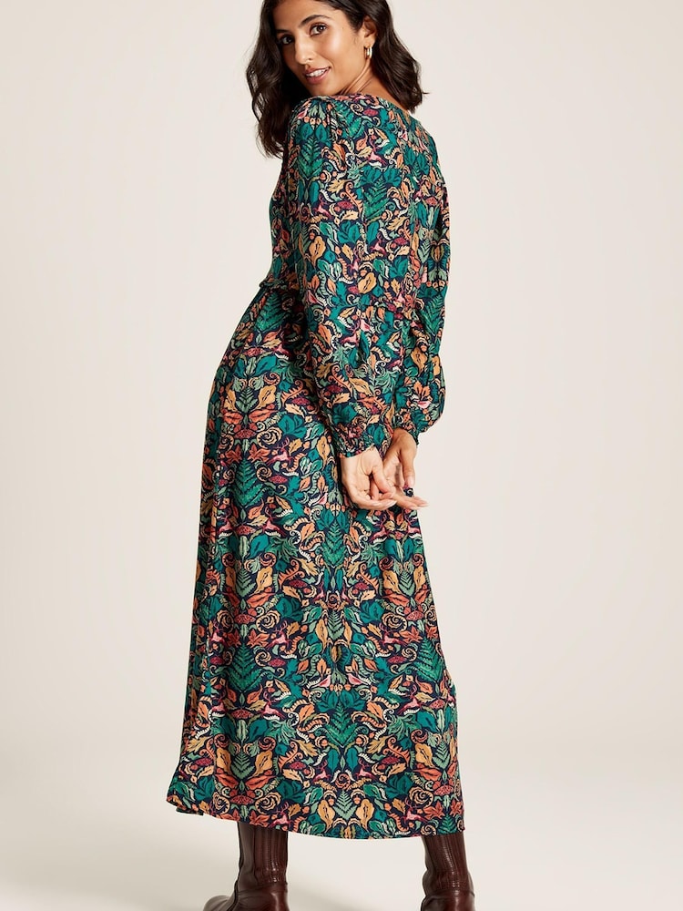 Joules Camilla Green Button Front Tiered Dress - Image 2 of 10 Joules Camilla Green Button Front Tiered Dress - Image 2 of 10