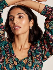 Joules Camilla Green Button Front Tiered Dress - Image 8 of 10