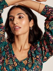 Joules Camilla Green Button Front Tiered Dress - Image 9 of 10