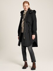 Joules Langford Black Long Waterpoof Raincoat With Hood - Image 3 of 7