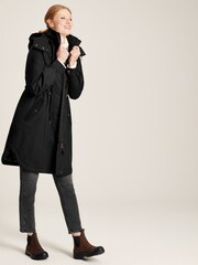 Joules Langford Black Long Waterpoof Raincoat With Hood - Image 4 of 7
