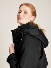 Joules Langford Black Long Waterpoof Raincoat With Hood - Image 5 of 7