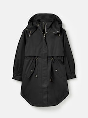 Joules Langford Black Long Waterpoof Raincoat With Hood - Image 7 of 7
