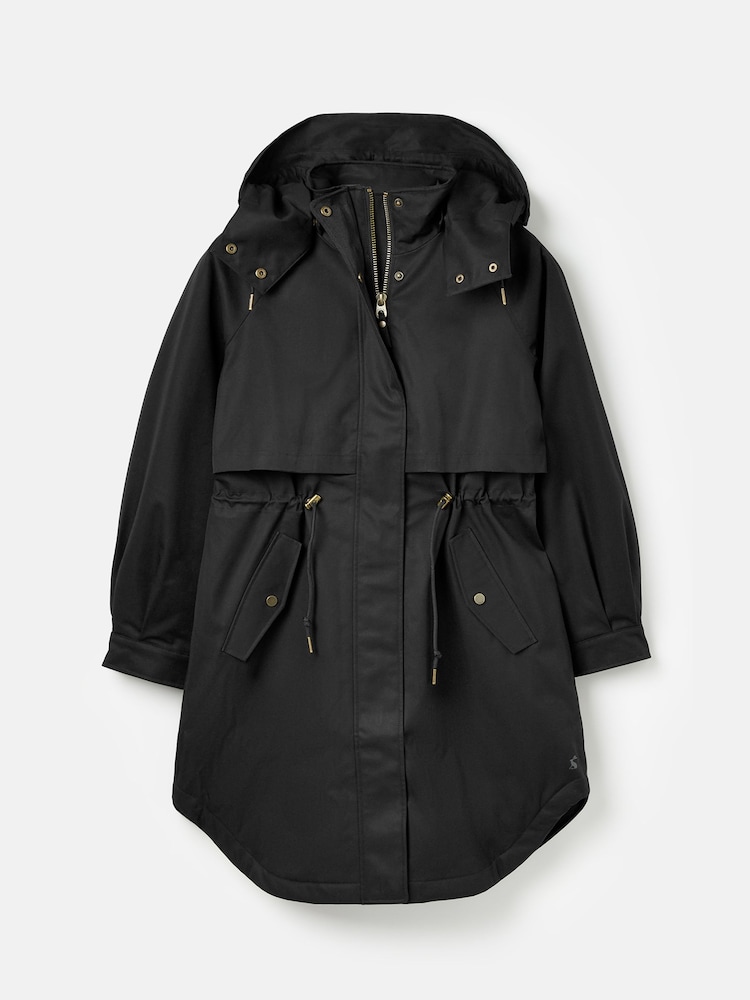 Joules Langford Black Long Waterpoof Raincoat With Hood - Image 7 of 7