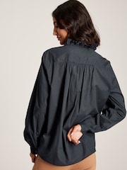 Joules Melanie Navy Blue Cotton Ruffle Blouse - Image 2 of 6