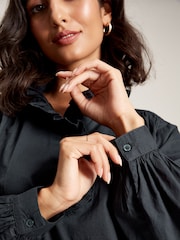 Joules Melanie Navy Blue Cotton Ruffle Blouse - Image 5 of 6