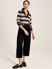 Joules Maddie Oat Striped V Neck Jumper with Collar - Image 10 of 13