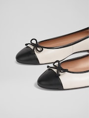 LK Bennett White Leather And Patent Kara Toe Cap Ballerinas - Image 4 of 5