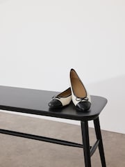 LK Bennett White Leather And Patent Kara Toe Cap Ballerinas - Image 5 of 5