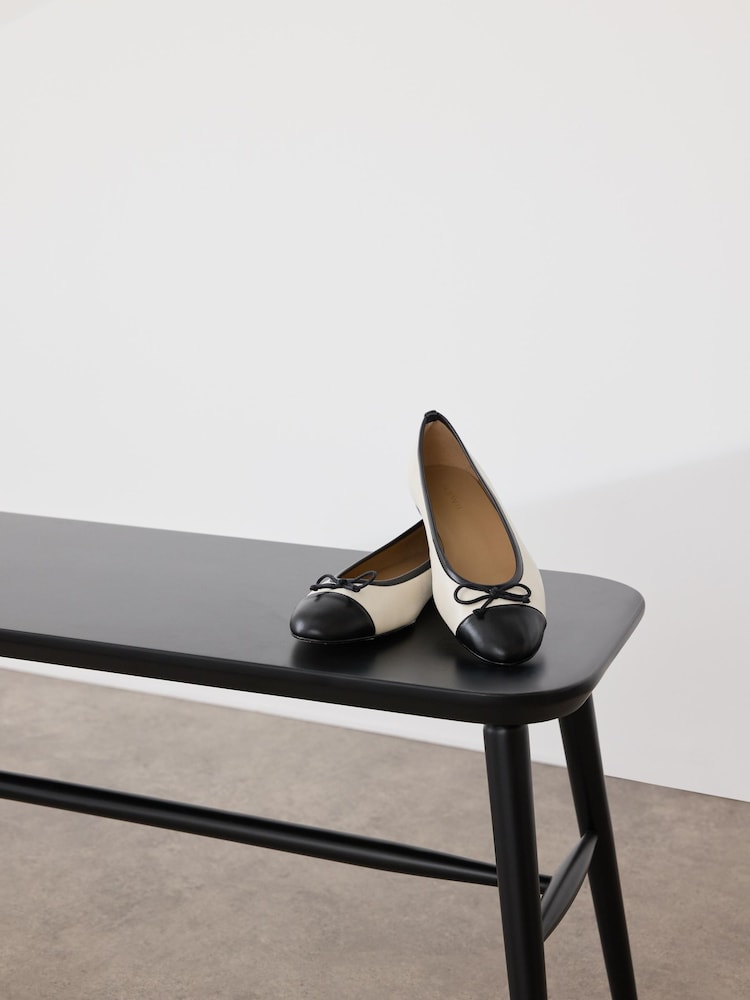 LK Bennett White Leather And Patent Kara Toe Cap Ballerinas - Image 5 of 5 LK Bennett White Leather And Patent Kara Toe Cap Ballerinas - Image 5 of 5