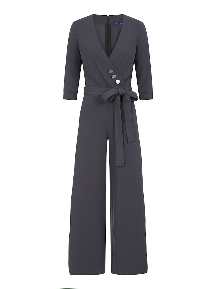 Hot Squash Purple Smart Scuba Jumpsuit With Buttons - Image 4 of 4 Hot Squash Purple Smart Scuba Jumpsuit With Buttons - Image 4 of 4