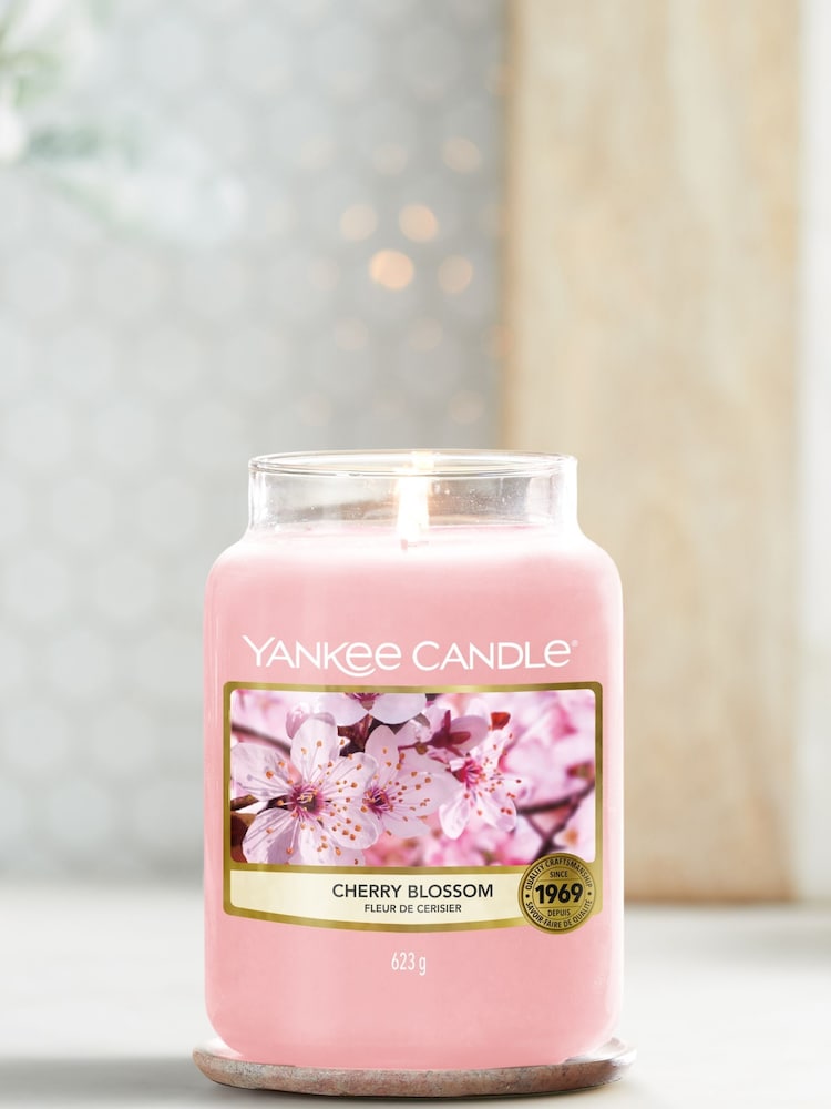 Yankee Candle Pink Large Jar Cherry Blossom Scented Candle - Image 1 of 4