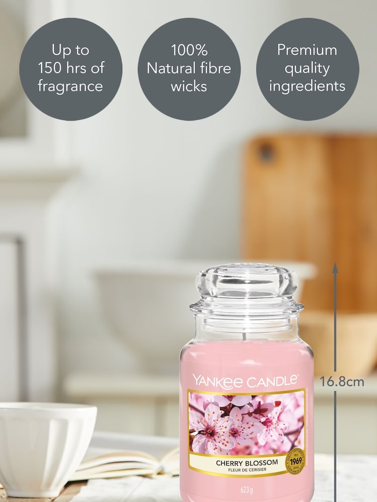 Yankee Candle Pink Large Jar Cherry Blossom Scented Candle - Image 4 of 4
