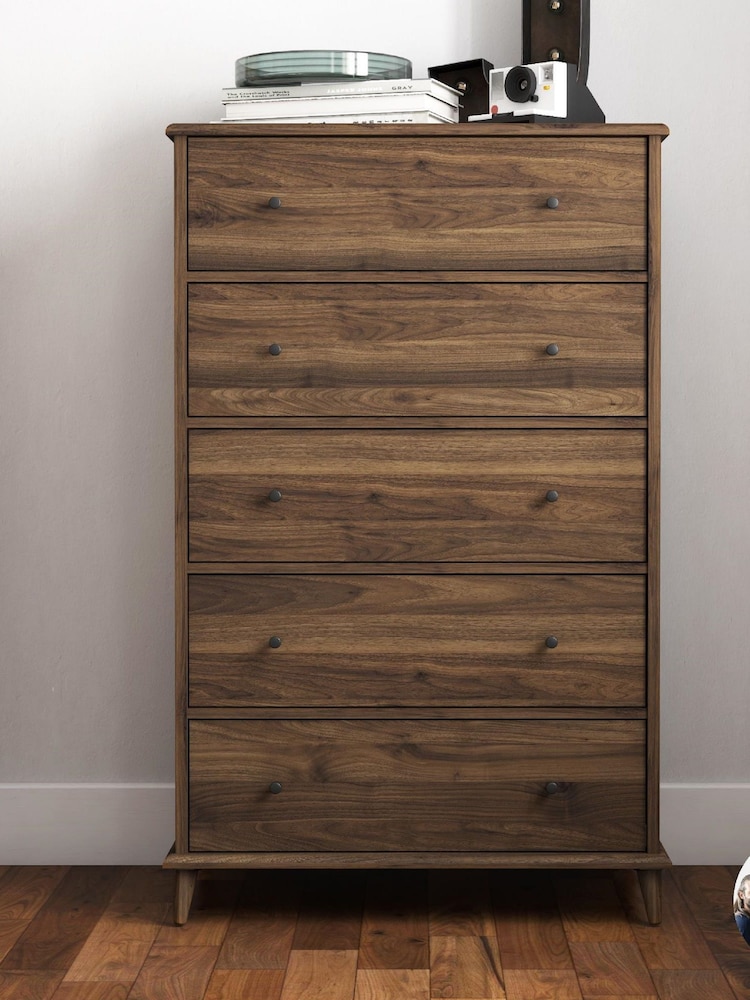 Dorel Home Walnut Brown Europe Farnsworth 5 Drawer Dresser - Image 1 of 4