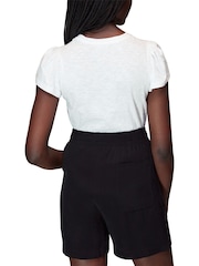 Whistles White 100% Cotton Frill Sleeve T-Shirt - Image 2 of 4