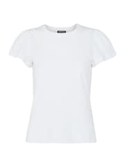 Whistles White 100% Cotton Frill Sleeve T-Shirt - Image 3 of 4