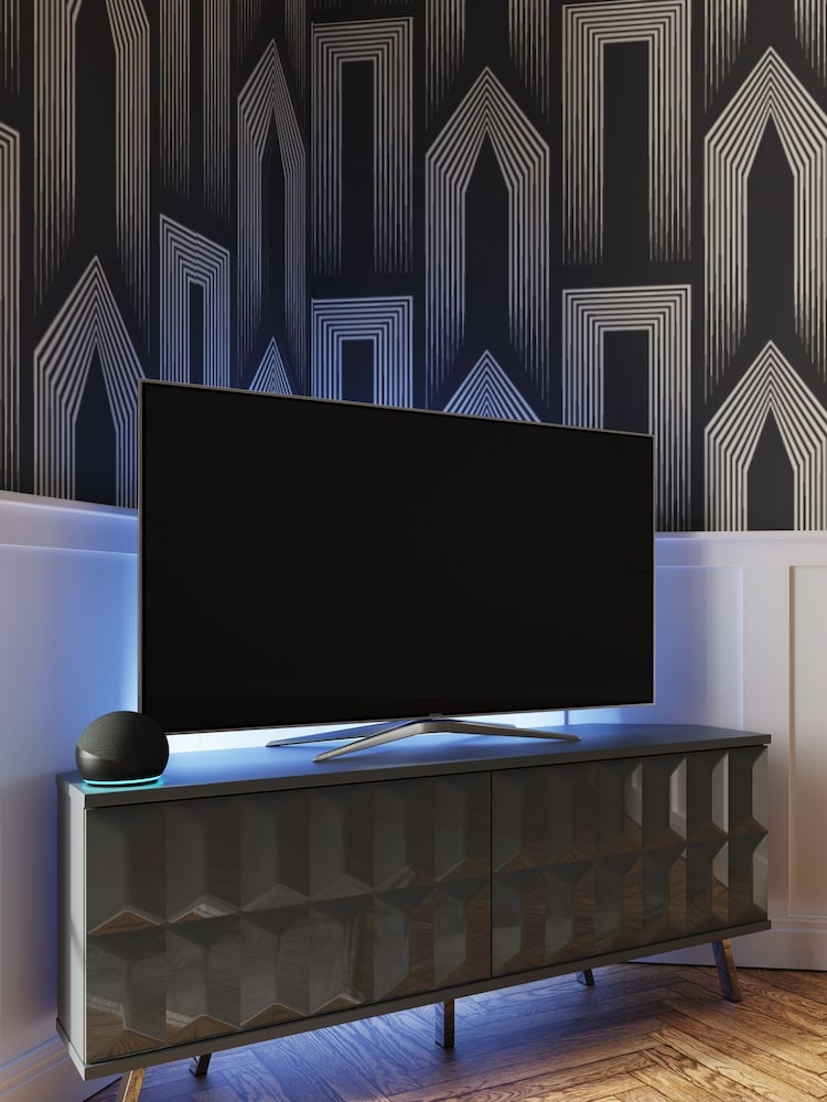 Frank Olsen Grey Elevate Smart LED Corner TV Stand - Image 1 of 6