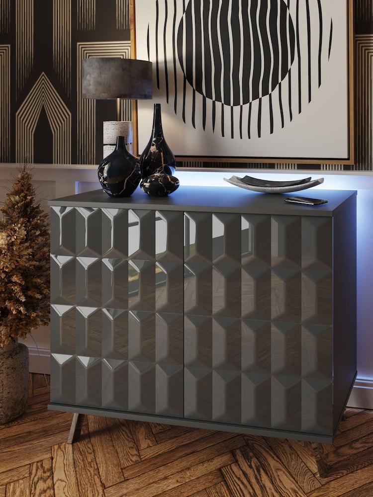 Frank Olsen Grey Elevate Smart LED Small Sideboard - Image 1 of 6