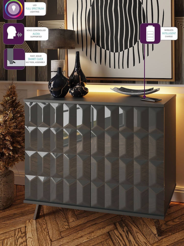 Frank Olsen Grey Elevate Smart LED Small Sideboard - Image 2 of 6