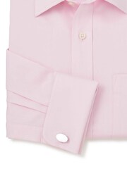 Светло-розовая - Savile Row Company Classic Fit Twill 100% Cotton Single Cuff Formal Shirt - Image 3 of 4