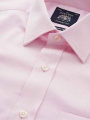 Светло-розовая - Savile Row Company Classic Fit Twill 100% Cotton Single Cuff Formal Shirt - Image 4 of 4