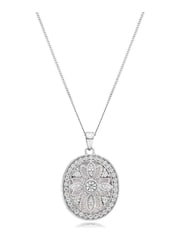 Beaverbrooks Sterling Silver Cubic Zirconia Oval Locket Pendant - Image 1 of 4