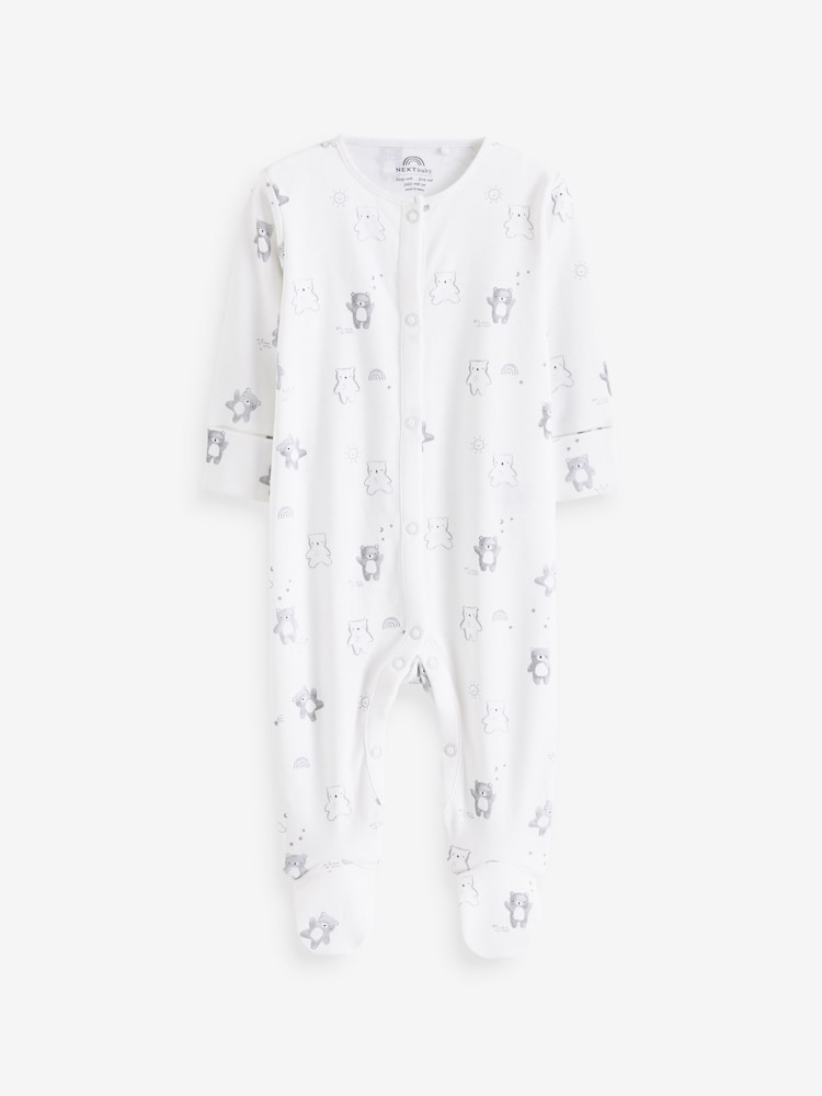 Monochrome Bear Delicate Appliqué Baby Sleepsuits 3 Pack (0-2yrs) - Image 2 of 5