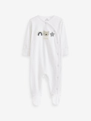 Monochrome Bear Delicate Appliqué Baby Sleepsuits 3 Pack (0-2yrs) - Image 3 of 5
