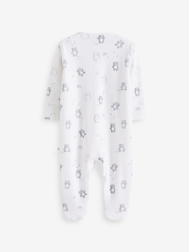 Monochrome Bear Delicate Appliqué Baby Sleepsuits 3 Pack (0-2yrs) - Image 5 of 5