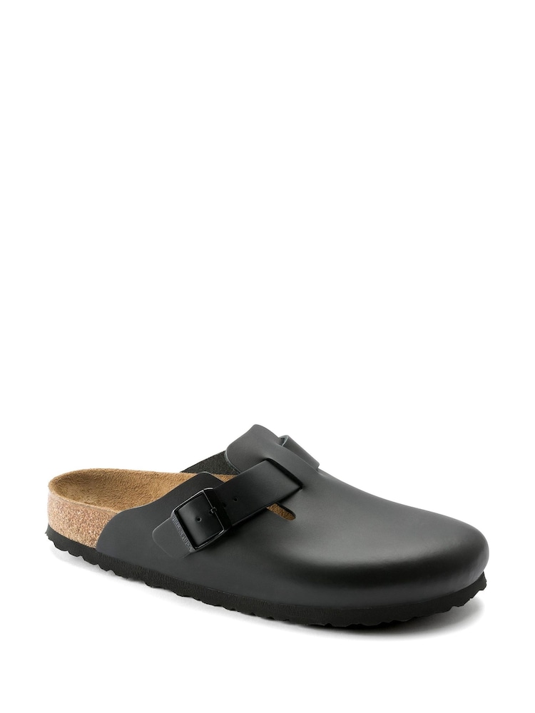 Birkenstock Black Smooth Leather Boston Clogs - Image 2 of 6