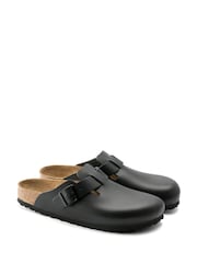 Birkenstock Black Smooth Leather Boston Clogs - Image 3 of 6