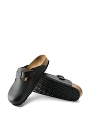 Birkenstock Black Smooth Leather Boston Clogs - Image 4 of 6