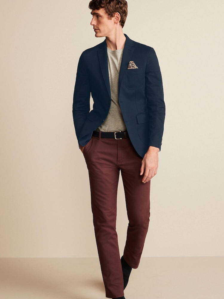 Navy Slim Cotton Stretch Blazer - Image 2 of 11