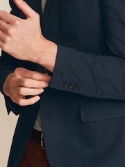 Navy Slim Cotton Stretch Blazer - Image 5 of 11