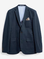 Navy Slim Cotton Stretch Blazer - Image 7 of 11