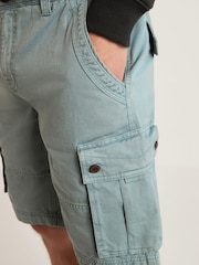 Sage Green Washed Cotton Cargo Shorts - Image 1 of 6