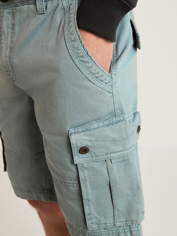 Sage Green Washed Cotton Cargo Shorts - Image 1 of 6