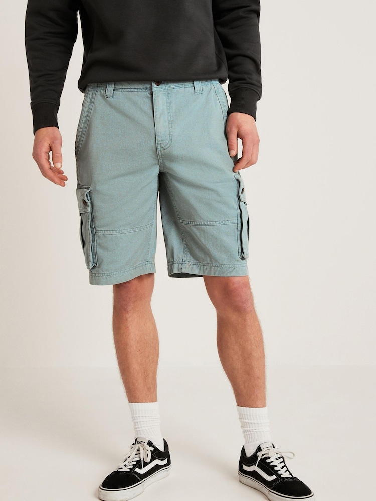 Sage Green Washed Cotton Cargo Shorts - Image 2 of 6