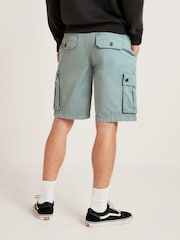 Sage Green Washed Cotton Cargo Shorts - Image 3 of 6